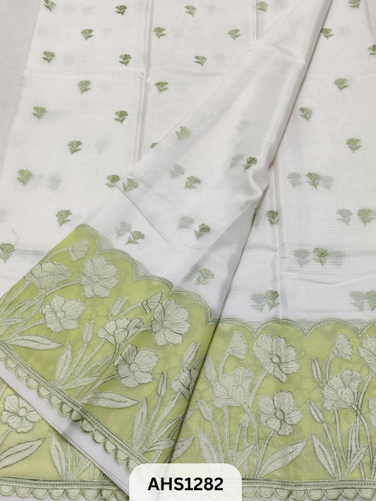 Soft Silk Kota Applique Work Saree