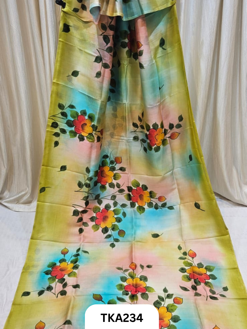 Murshidabad Silk Hand Painted Saree