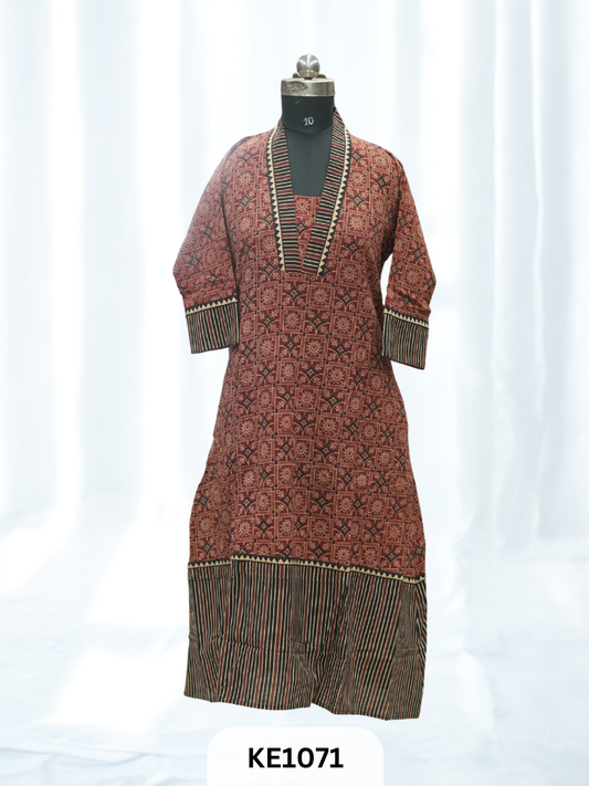 PURE VEGETABLE  PRINT COTTON KURTI - A Line