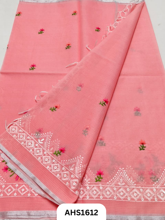Kota Cotton Embroidery  Work Saree with Blouse