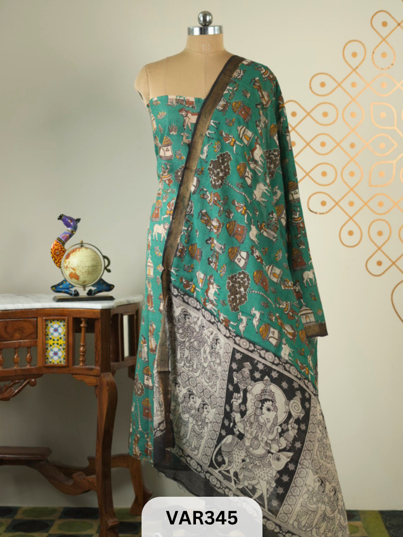 KALAMKARI COTTON-2 PCS-TOP & DUPPATA