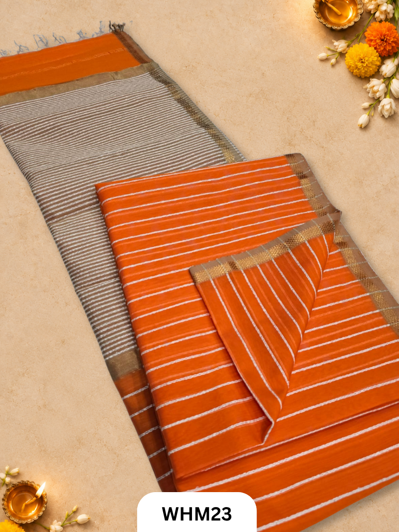 Maheshwari Handloom Jutte Pallu Line Saree