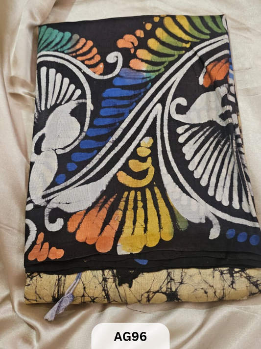 MURSHIDABAD HAND BATIK PAINTED SILK SAREE