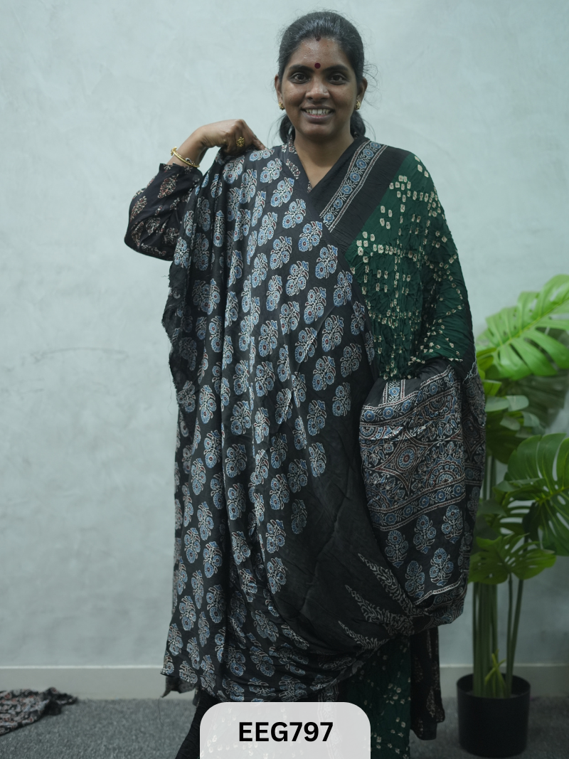 MODAL AJRAKH BANDHEJ SAREE