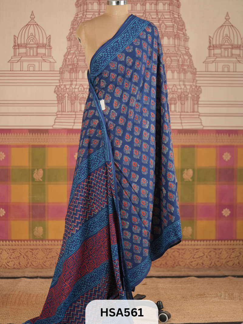 COTTON AJRAKH HANDBLOCK SAREE