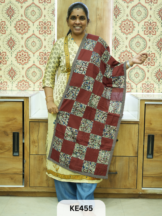 APPLIQUE AJARKH COTTON STOLES - VEGTABLE PRINT