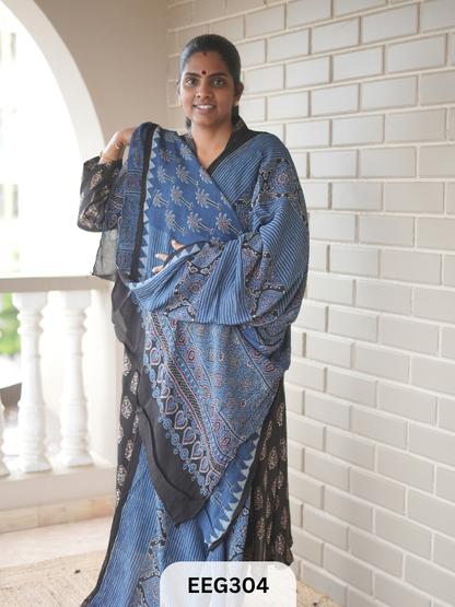 AJRAKH CHINON SAREE