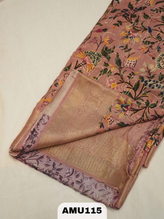 BANARA RUSSIAN SILK SAREE WITH DIGITAL PRINTED