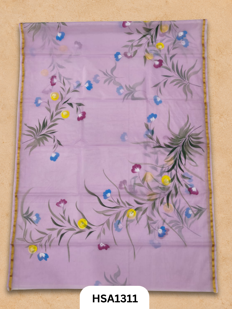 Hand painted Organza Saree with blouse