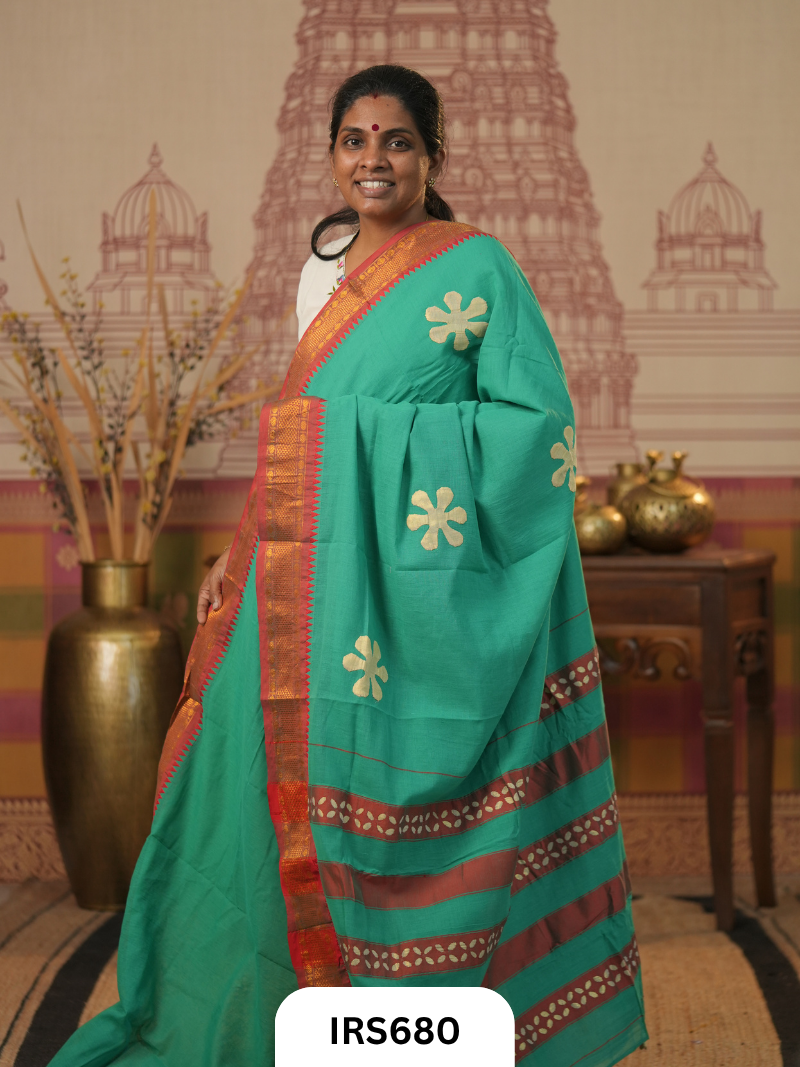 Chettinadu Saree With Barmer Aplique Work
