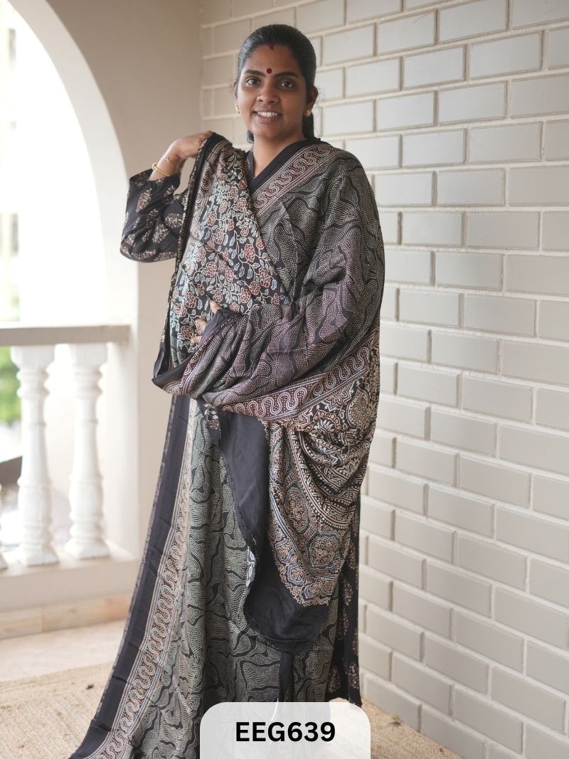 AJRAKH MODAL SAREE - JACKPOT