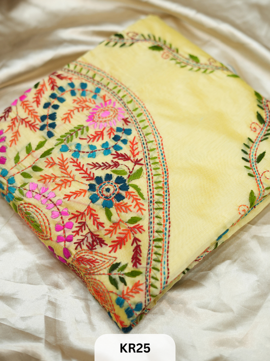 DUPION SILK WITH PURE HAND KANTHA HEAVY
