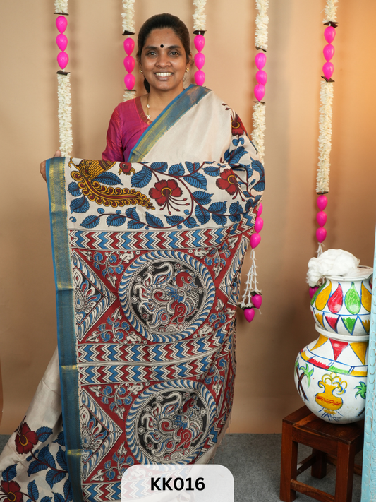 Kalamkari Chenuri Silk saree