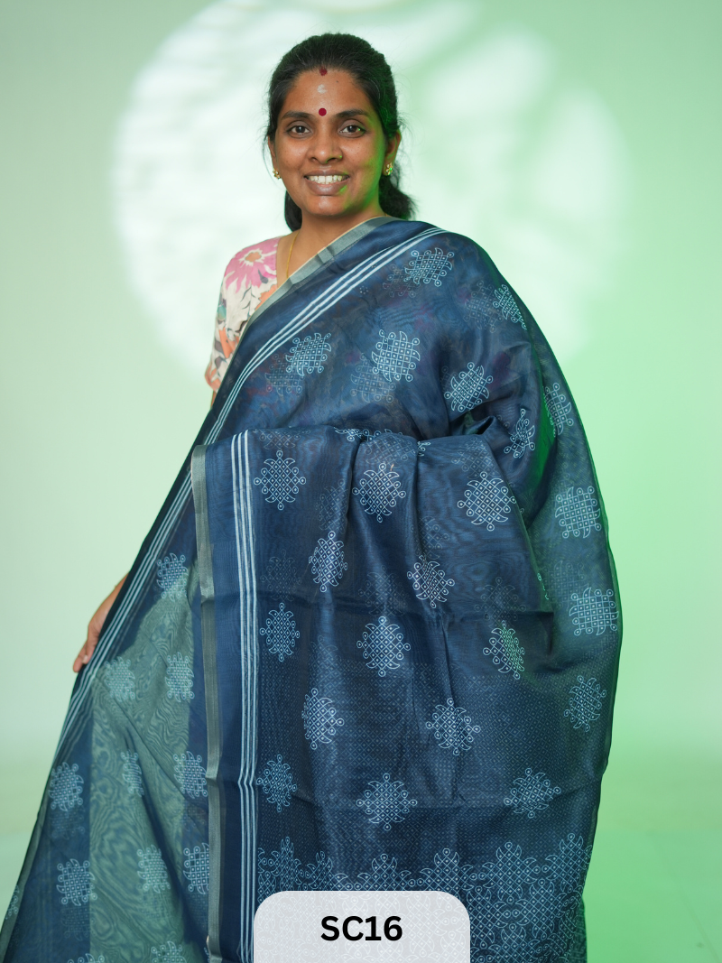 KOLLAM PRINT LINEN COTTON SAREE
