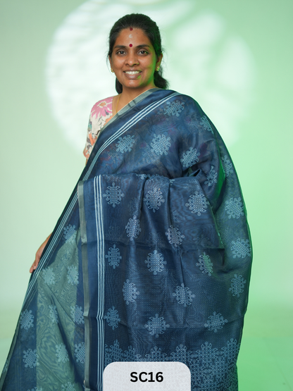 KOLLAM PRINT LINEN COTTON SAREE