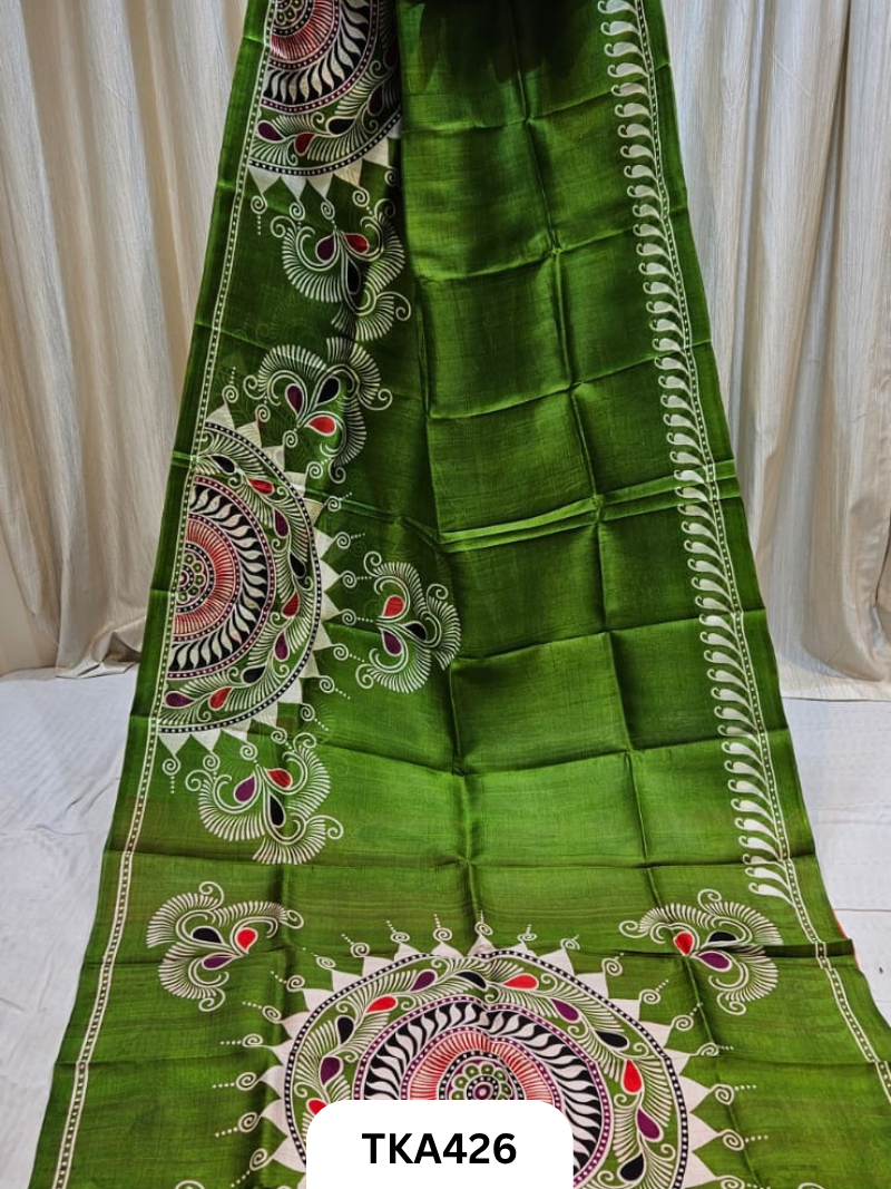 Murshidabad Silk Hand Painted Saree