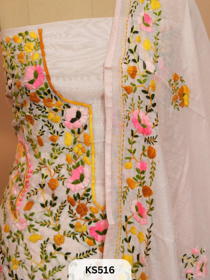 Dupion Chanderi Silk  With Hand Kantha Stitch