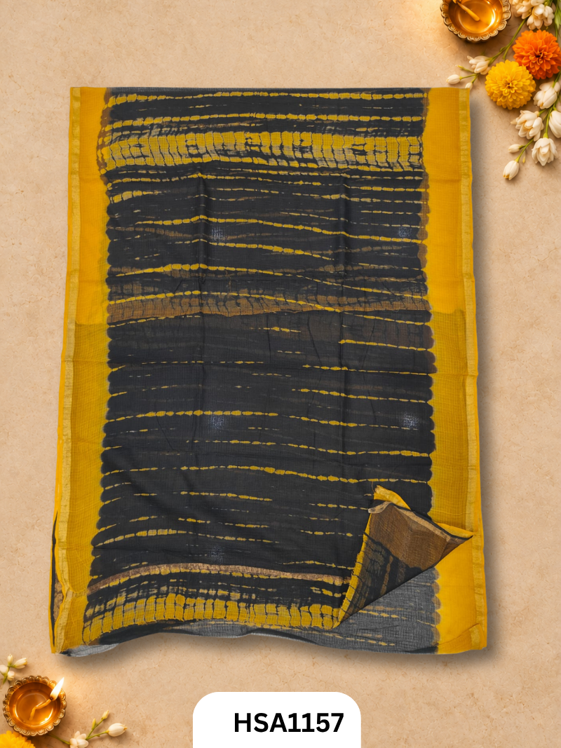 Hand Block Printed Kota Doriya Saree with Blouse