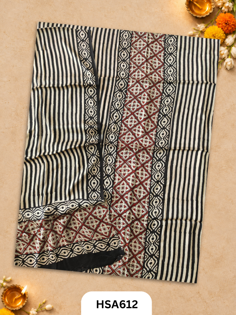 Vanaspati Ajrakh Handblock Printed Suits in Modal Silk Fabric Suits Top 2.5 mtr Dupatta 2.5 mtr