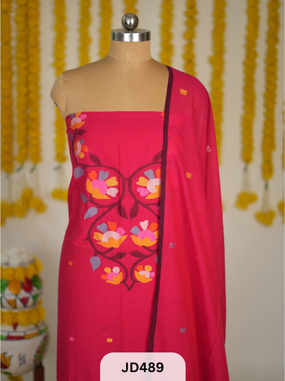COTTON JAMDHANI TOP WITH DUPATTA