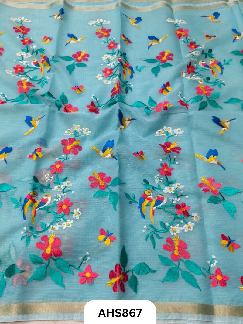 Cotton Kota Embroidery Work Saree