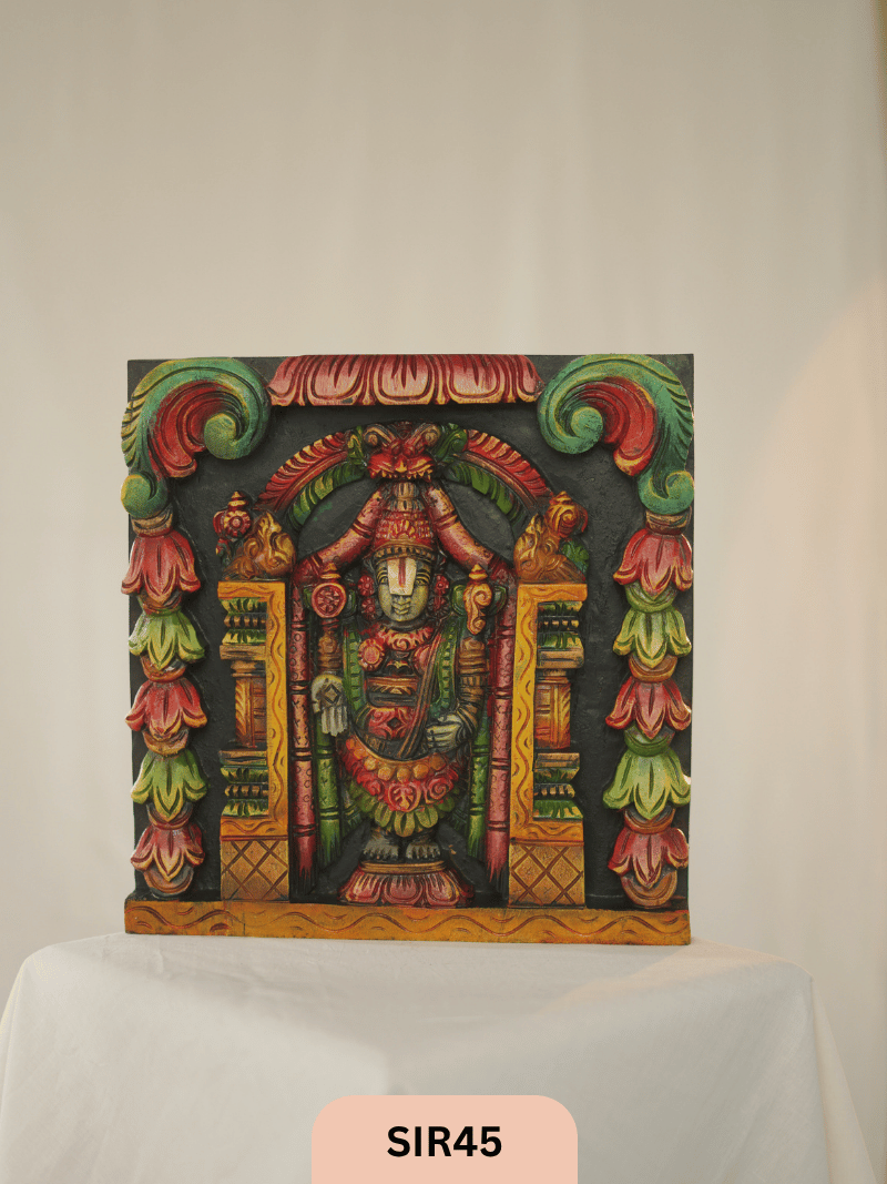 WOODEN LORD PERUMAL WALL FRAME - Height 12" INCH, WIDTH 12"INCH