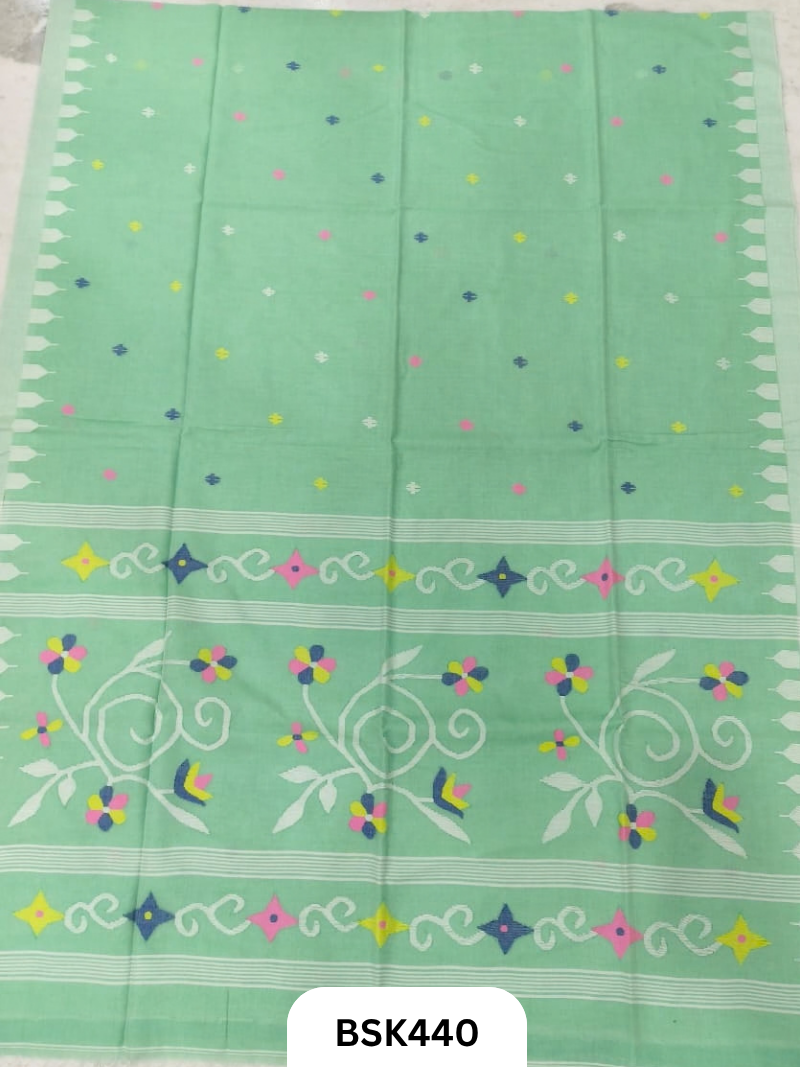 Handloom Pure Mul Cotton Needle Work Saree