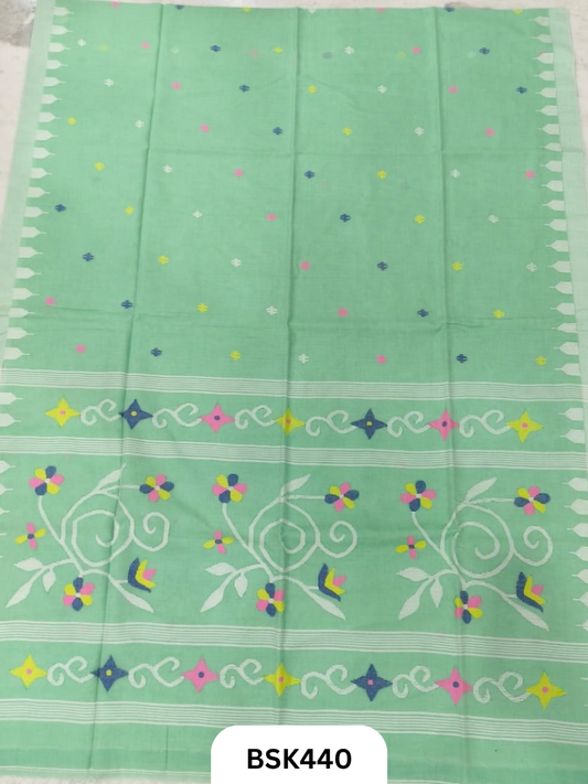 Handloom Pure Mul Cotton Needle Work Saree