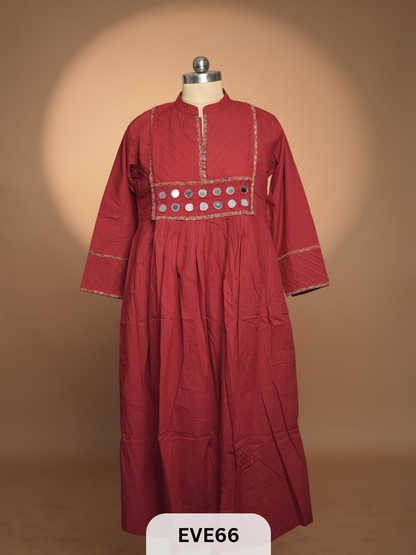 COTTON KURTI WITH MIRROR WORK