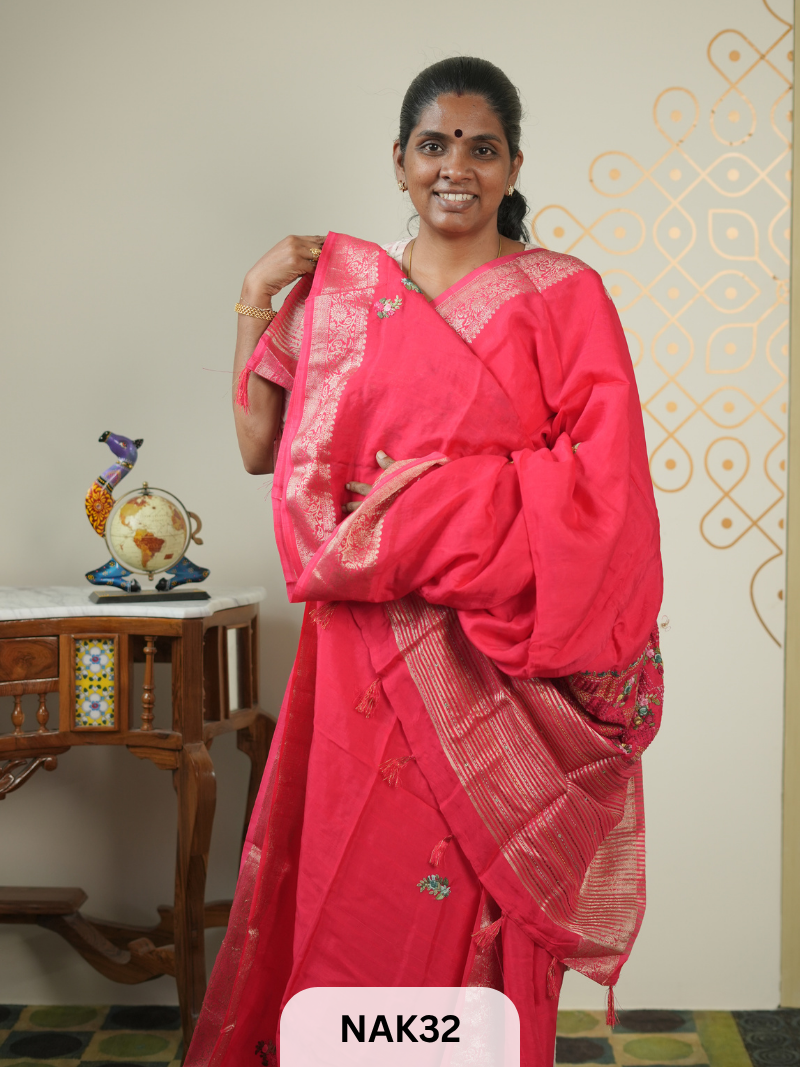 VISCOSE HAND EMBROIDERED SAREE