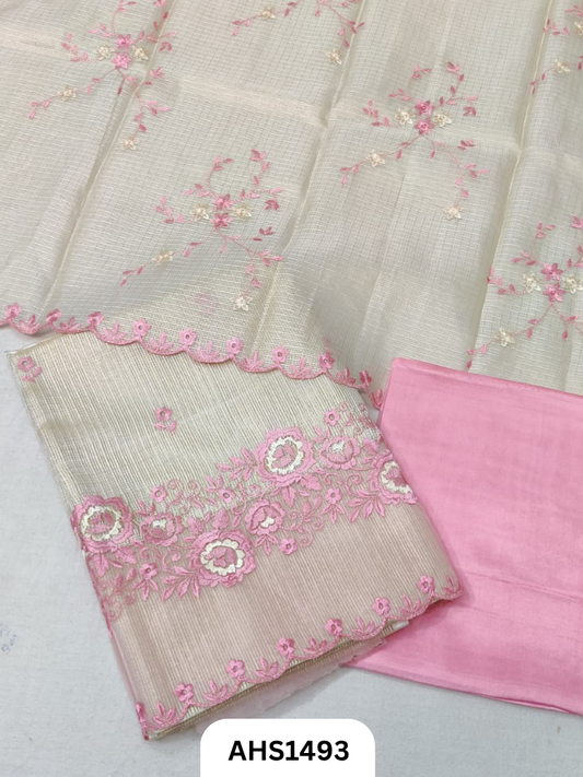 Applique Work Soft Silk Tissue Kota & Dupatta - Top 2.5Mtr & Dupatta 2.5Mtr