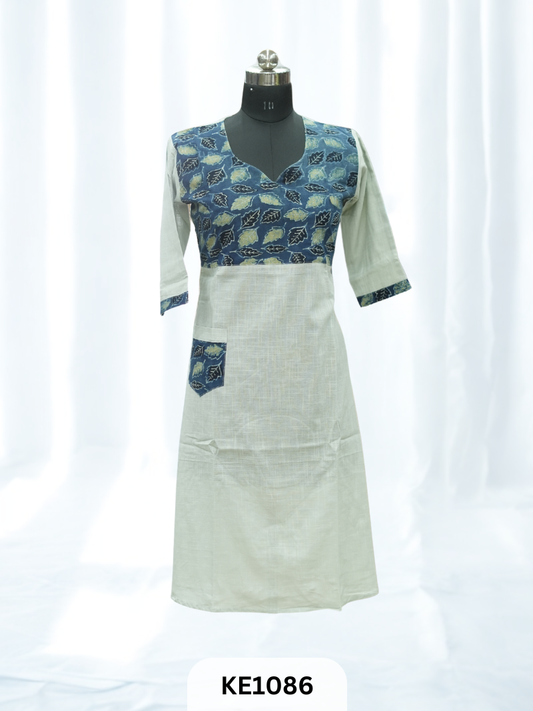 SLUB COTTON WITH NATURAL YOKE - ALINE KURTI