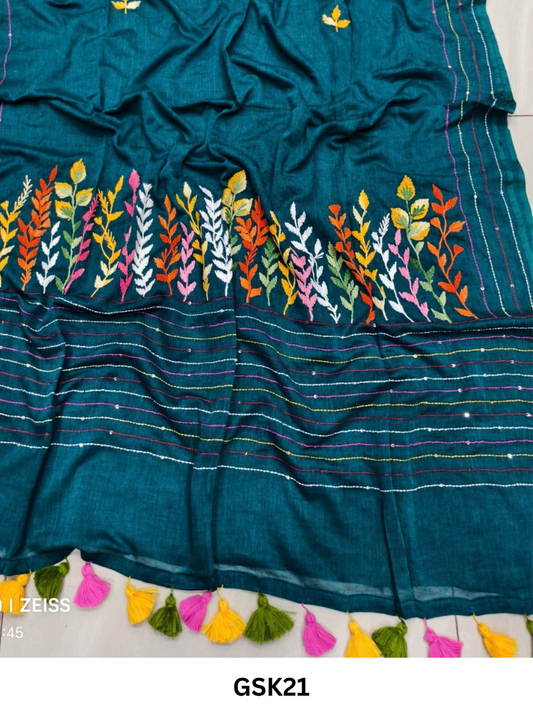 Pure Mul Cotton Saree With tassels