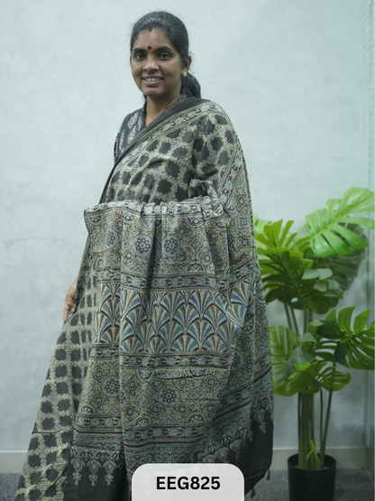 MUL COTTON AJRAKH HANDBLOCK PRINT SAREE