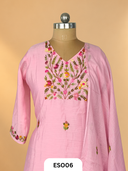 Premium Mulchanderi Hand Embroidery 3 Pcs salwar set