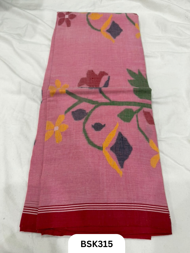 Handloom Pure Mul Cotton With Jamdhani Weave Saree