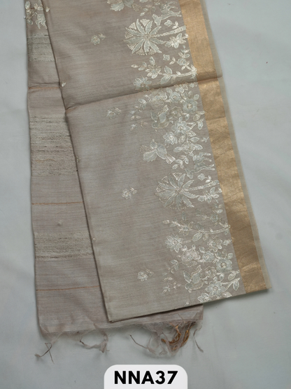 Pure tussar silk with pitta work embroidery saree