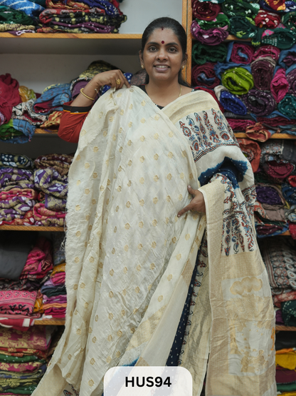 PURE DOLA SILK WITH AJRAKH MINAKARI PALLU
