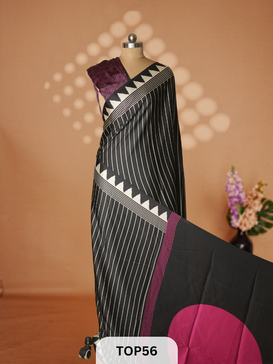 AJRAKH SATIN CREPE SAREE