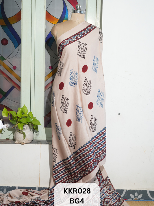 AJRAKH MODAL SAREE | BLOCK PRINT