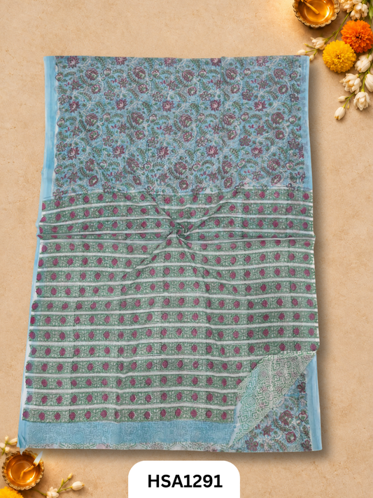 Hand block printed  Hand tye-dye  Lahriya Saree