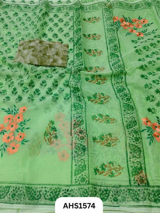 Kota Cotton Embroidery + Printed Saree