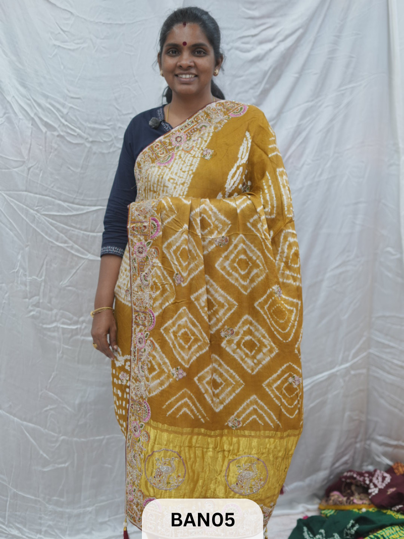 SHIBORI BANDHANI DESIGNER WORK SAREE