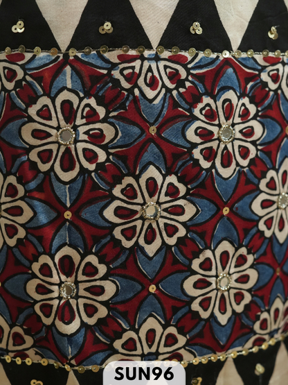 Modal Ajrakh Handblock mirror work 2 Pcs Suits