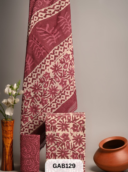 BEAUTIFUL HANDBLOCK COTTON SUITS WITH MULMUL COTTON DUPATTA
