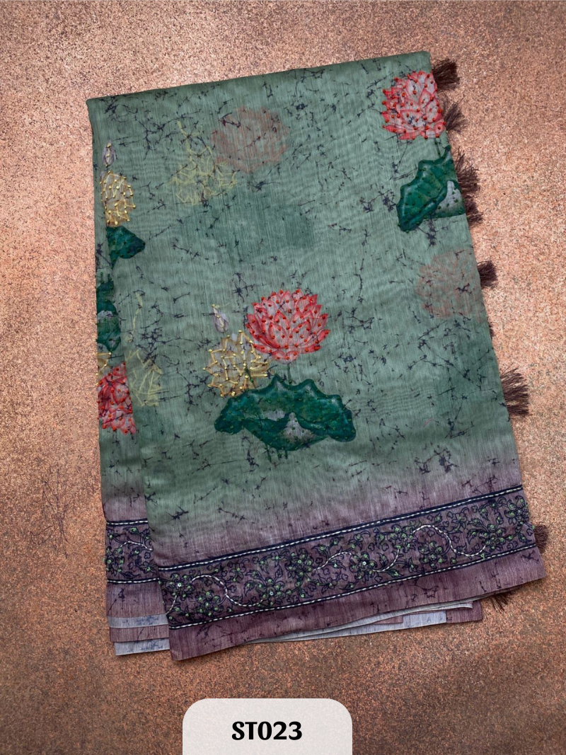 Semi Tussar Silk with Pichwai Work