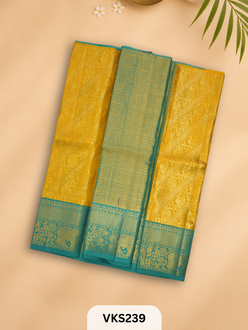 PURE KANCHIPURAM PATTU PAVADAI SET 1 - 2 YEAR