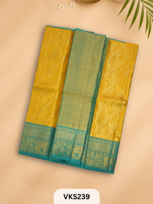 PURE KANCHIPURAM PATTU PAVADAI SET 1 - 2 YEAR