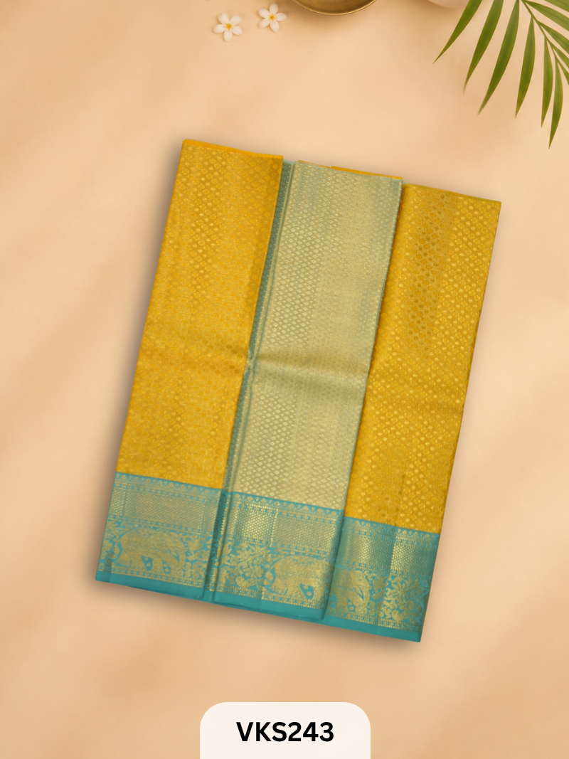 PURE KANCHIPURAM PATTU PAVADAI SET 1 - 2 YEAR