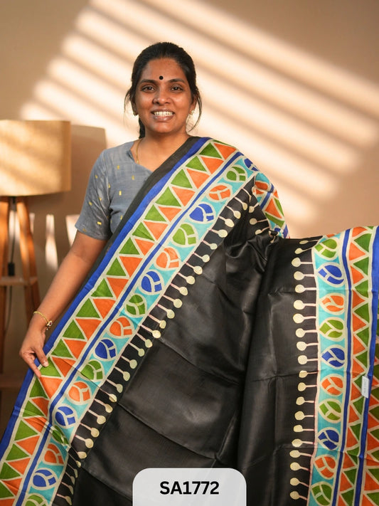 MURSHIDABAD SILK SAREE HAND PAINTED